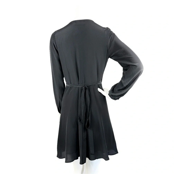 A Line Silk Black Wrap Dress Small WhimsiGoth Quiet Luxury Romantic Party - Picture 4 of 9
